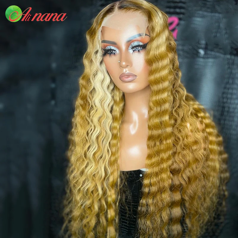 

Loose Deep Wave Yellow Colored Wigs 13x6 Lace Frontal Wig 30 Inch Human Hair Wigs For Women 13x4 180% Loose Deep lace Front Wig