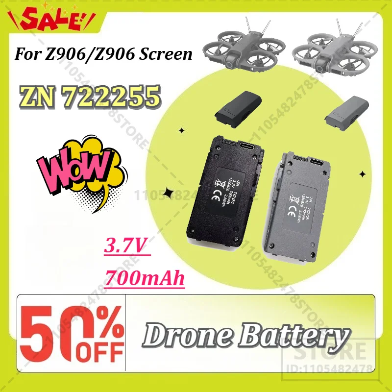 

1-6PCS Convenient Type-C Charging 3.7V 700mAh Drone Battery for Z906/Z906 Screen RC Quadcopter Spare Accessories
