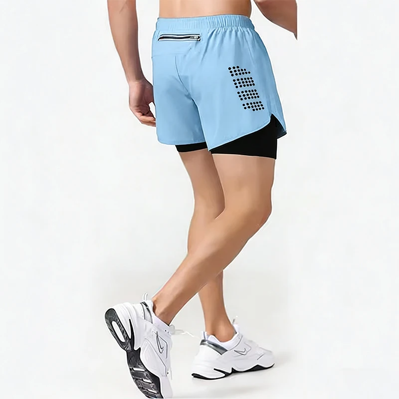 Men's Running Shorts Gym Sports Shorts Male 2 In 1 Quick Dry Workout Training Gym Fitness Jogging Short Pants Summer Men Shorts