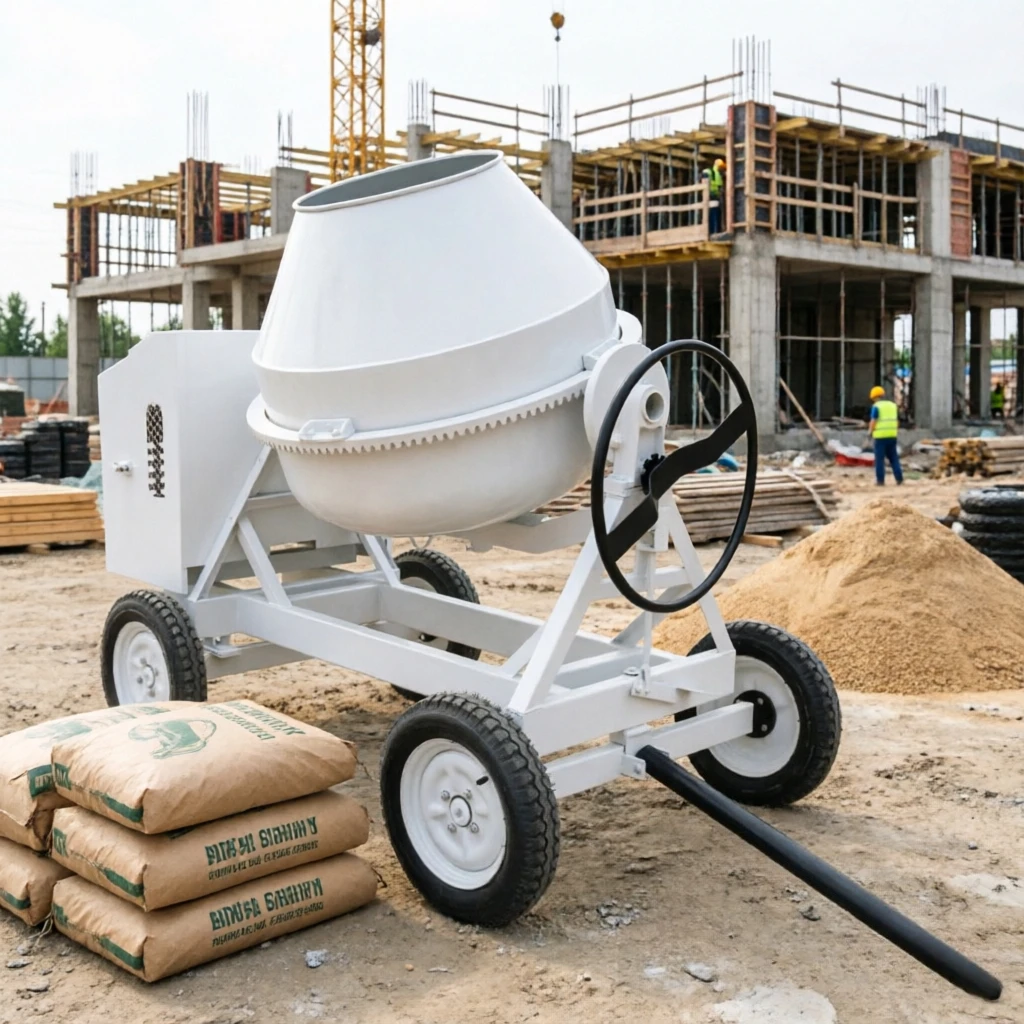 Mini Concrete Mixing Barrel Portable Wheeled Rotary Drum Compact Size For Home Building Farm Pavement Cement Mixing Work