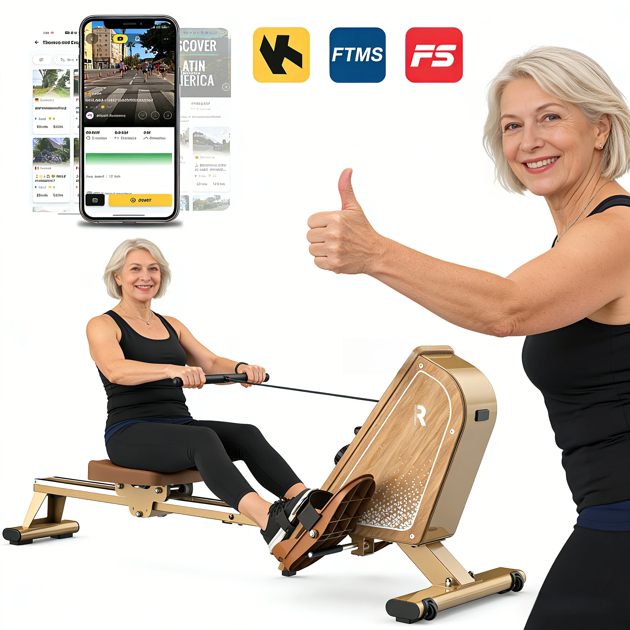 Faltbarer Magnetischer Rudertrainer mit Bluetooth-Monitor, 16 Stufen, 150kg Belastbarkeit, Vertikale Aufbewahrung