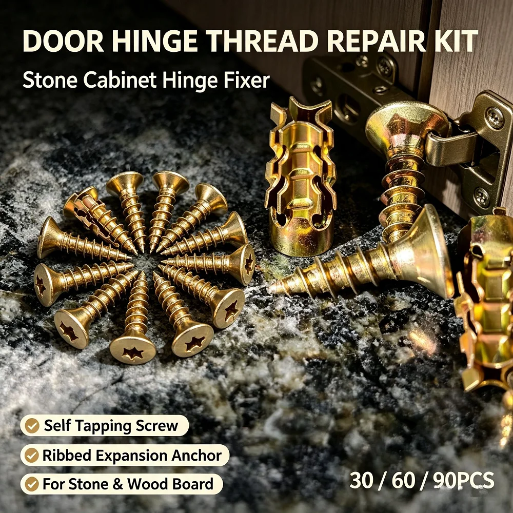 6*14mm Door Hinge Thread Repair Screws Expansion Wall Anchors Self Tapping Screws Ribbed Anchors Thread Repair Fixer