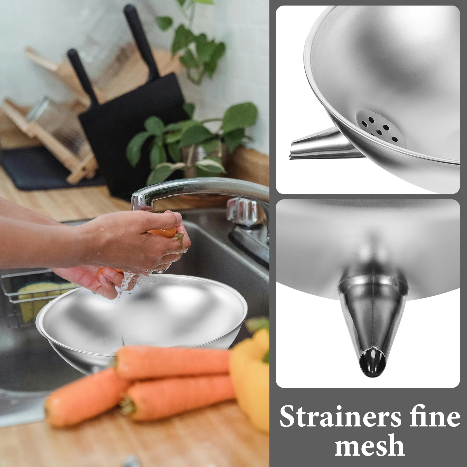 

Stainless Steel Basket Fine Mesh Strainer Kitchen Household Drain Container Container Rice Washing Bowl Fruits Vegetable Camping