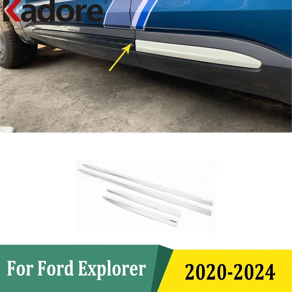 

For Ford Explorer 2020 2021 2022 2023 2024 Chrome Side Door Body Molding Line Cover Trim Car Decoration Exterior Accessories