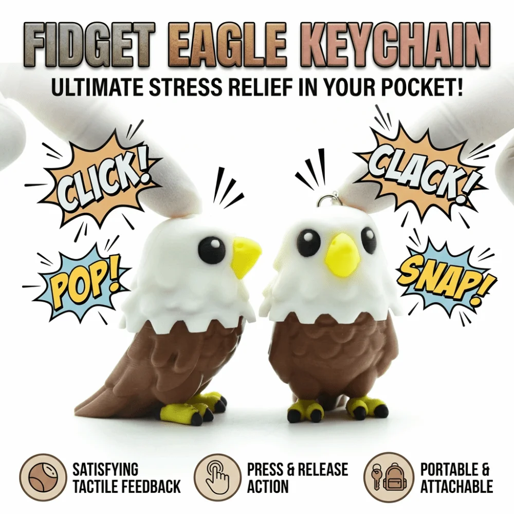 3D Printed Fidget Clicker Keychain Lovely Animal Appearance Portable 3D Printed Keychain Satisfying Clicking Sounds