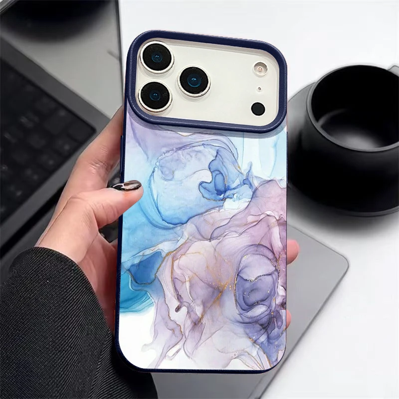 Colorful Marble Print Phone Case For iPhone 17e 17 Pro Max 16 15 14 13 Pro Max 16e 11 Shockproof Soft TPU Leather Texture Cover