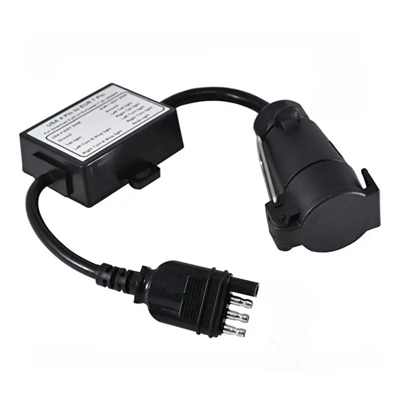 M49K-Trailer Light Converter Adapter Car Accessories US 4 Way Flat To EU 7 Way Round Connector Splitter Light Conversion System