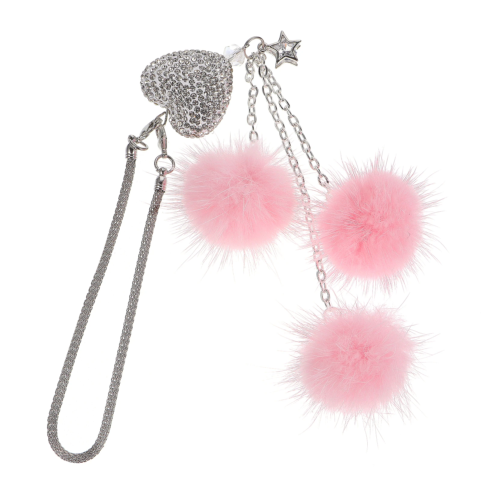 

Rhinestone Ball Car Pendant Pink Hair nament for Auto Hanging Decor Car Rearview Mirror Accessory Home Bedroom Kids