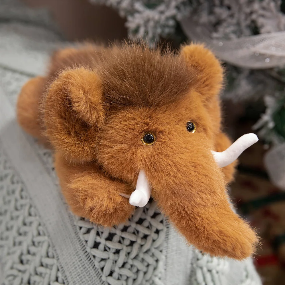 Venta al por mayor de juguete de peluche de mamut simulado de vida silvestre, muñecos de mamut de animales de peluche, peluche esponjoso, decoración del hogar, regalo para Navidad y cumpleaños