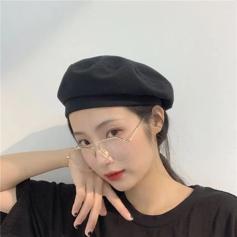 2024 New Cotton Women Berets Hats Vintage French Plaid Top Cap Painter Hat Street Girls Octagonal Beret Caps