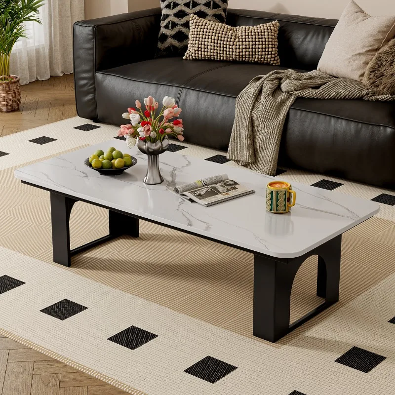 طاولة القهوة المركزية على طراز العصور الوسطى - طاولات القهوة المستطيلة الراقية لغرفة المعيشة | أثاث منزلي فرنسي بسيط FYCT #4