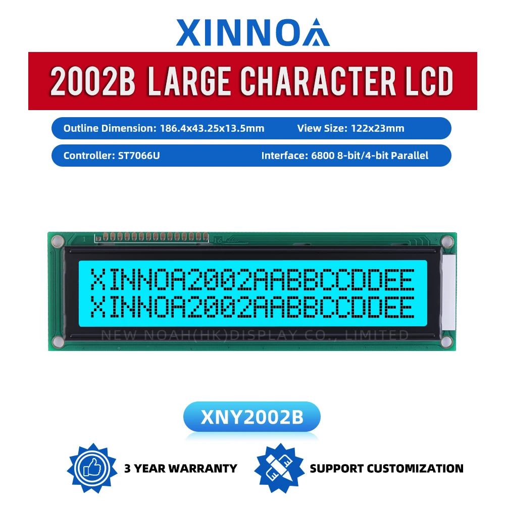 Ice Blue Film Black Letters 2002B High Brightness LCD Screen 2*20 2X20 2002 Controller ST7066U Multi Language Font Library