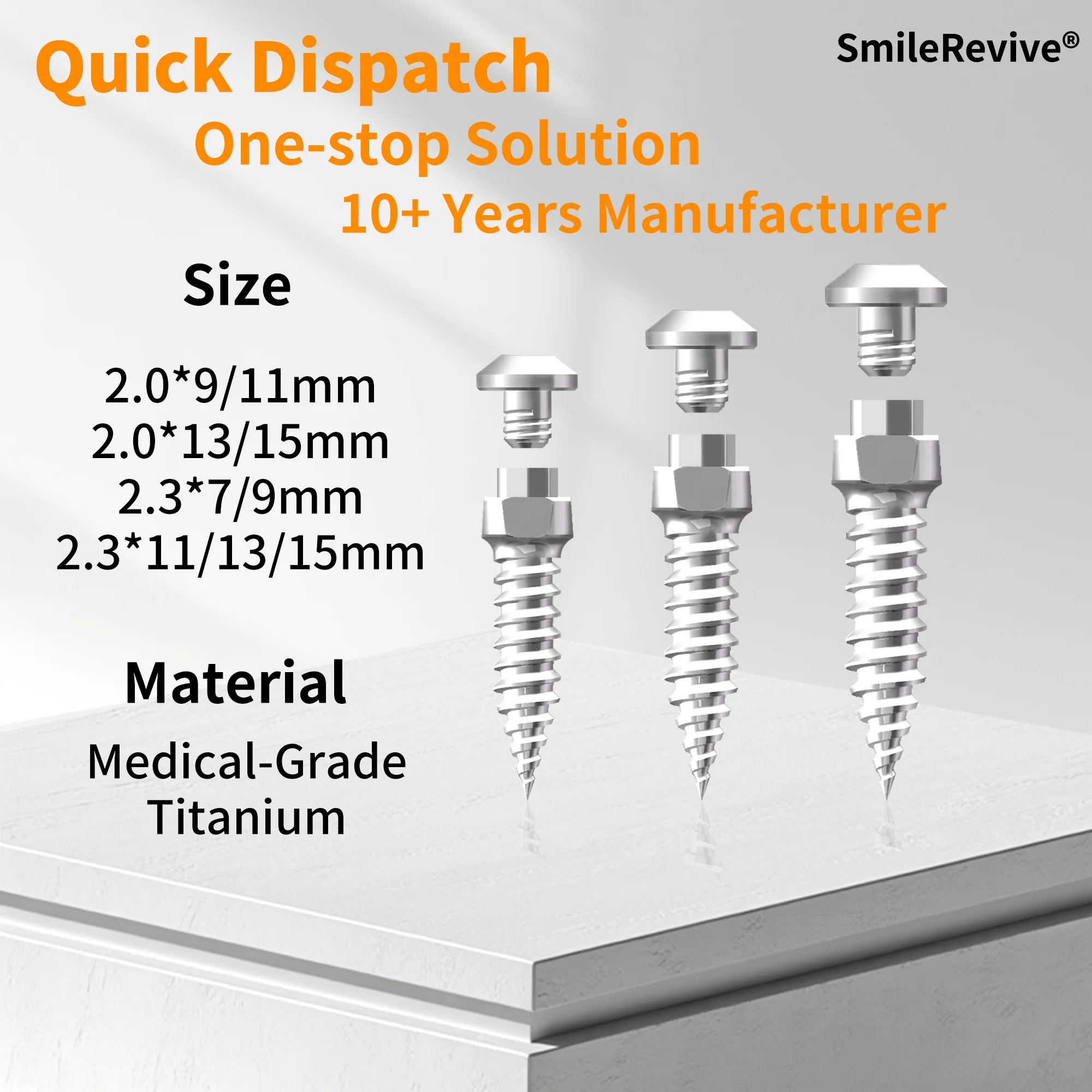 SmileRevive Dental Mini Implant Screw Two-Piece Design Medical Grade Titanium Self-Tapping Orthodontic Anchorage TAD
