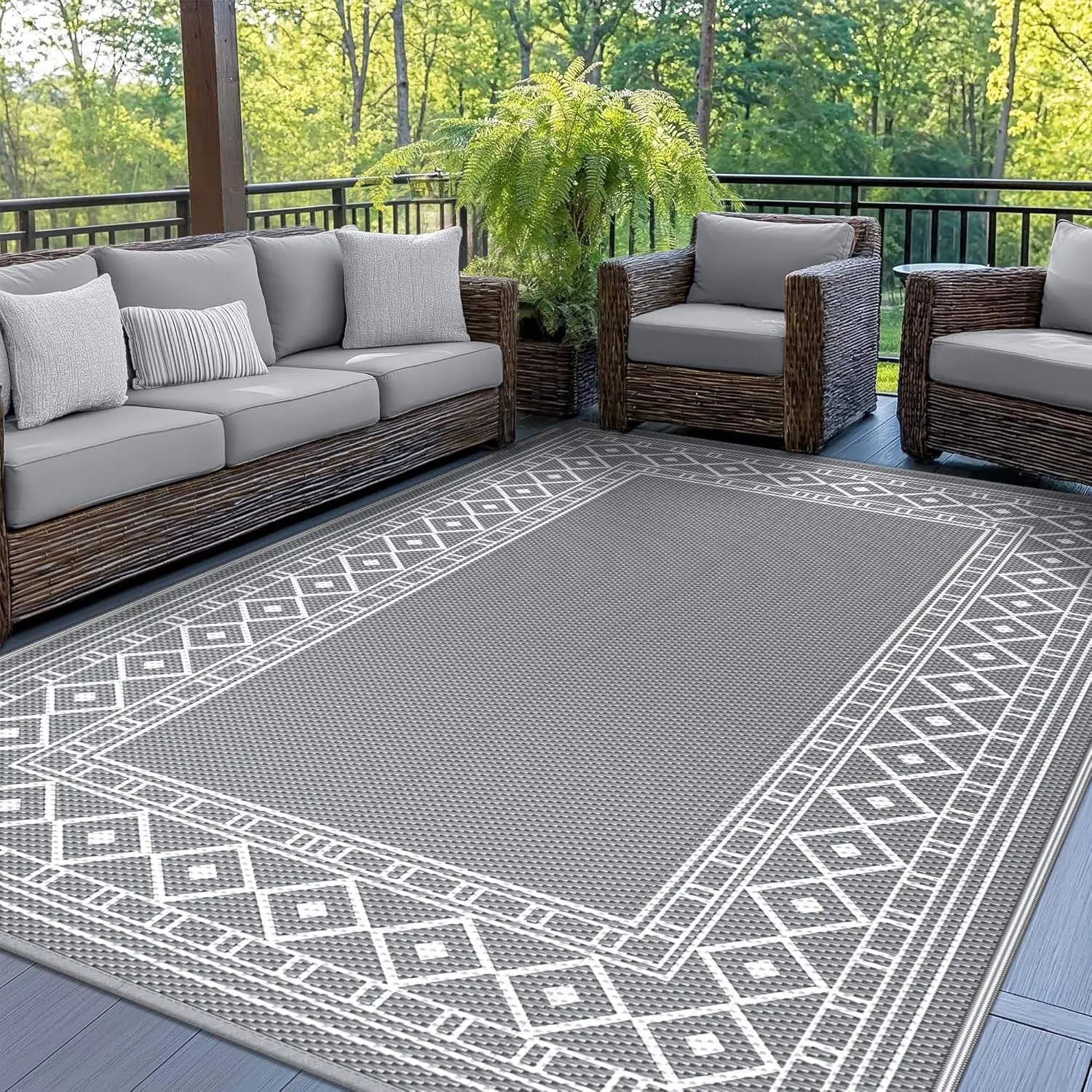 

Outdoor Rug Waterproof for Patio Decor, 5'x8' Reversible Plastic Straw Area Carpet, Camping Outside Mat for Outdoor, RV, Deck