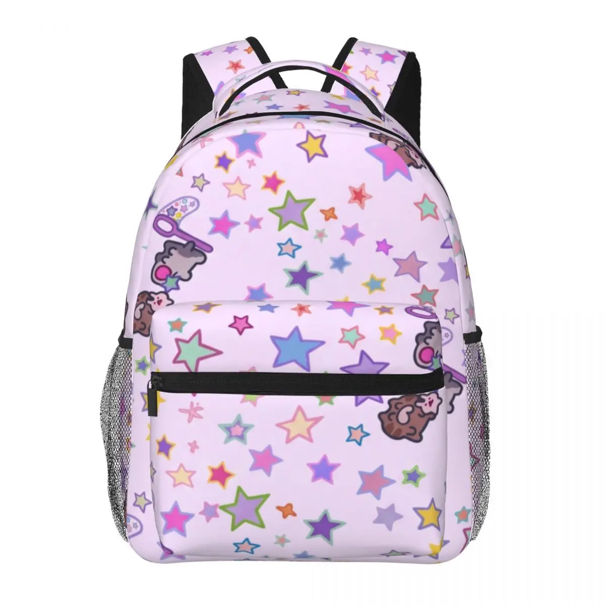 Outdoor Lightweight Backpack Allover Starry Pattern Whimsical Illustration Multi Color Vibrant Printed Rucksack for Hiking Kids
