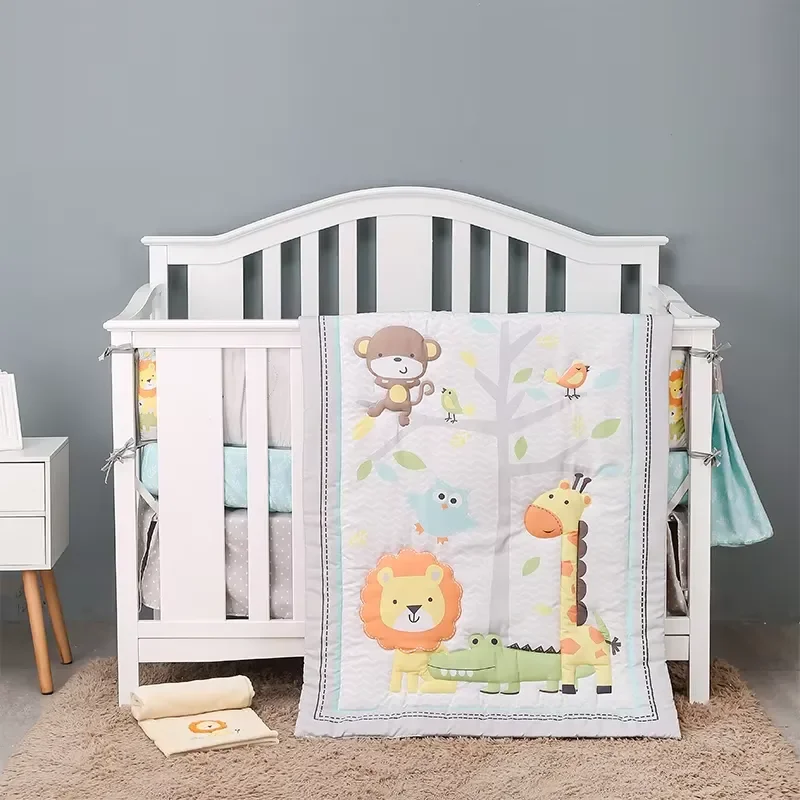 100% polyester gray design crib bedding set 2021 new original hot sale
