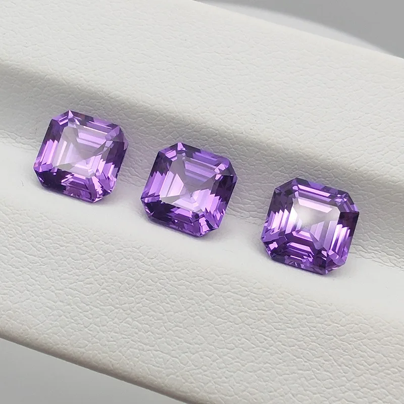 

Pulling Method Laboratory Artificial Cultivated Purple Blue Sapphire Asscher Cut Square Faceted Purple Sapphire In Stock Hot