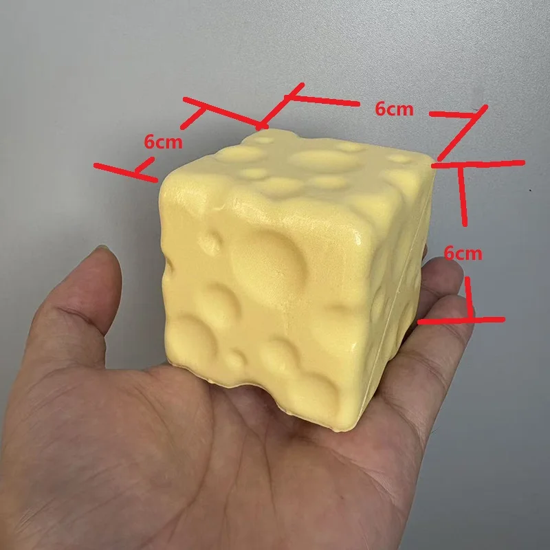 Simulated  Cheese Cube Stress Ball Cheese Shapeable Squeeze Ball Fidget Adult Toy Sensory Anti Stress Festival Gift image 6