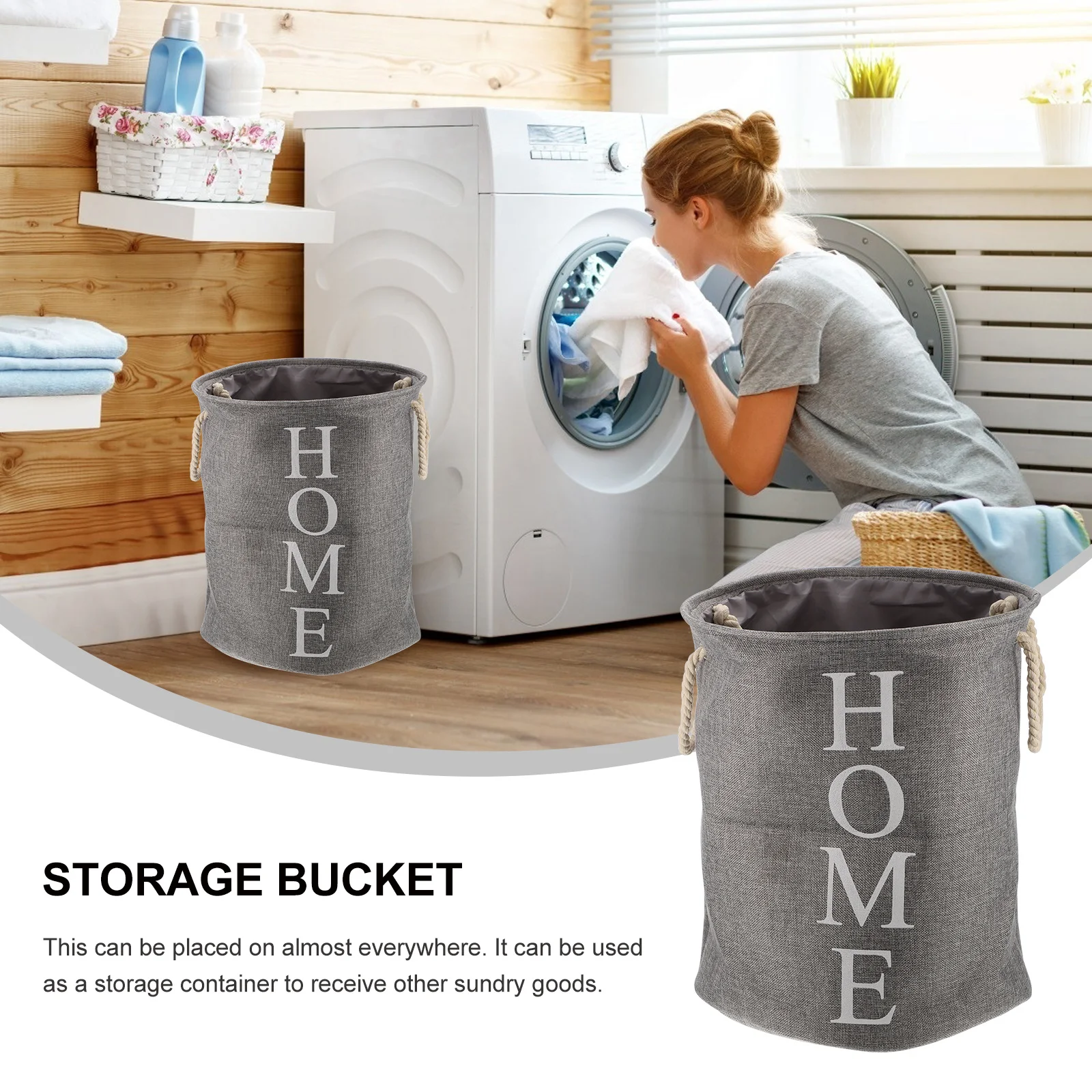 

1Pcs Super Large Foldable Laundry Basket Cotton Linen Clothes Storage Organizer Long Handles Easy Carry Bedroom Bathroom College