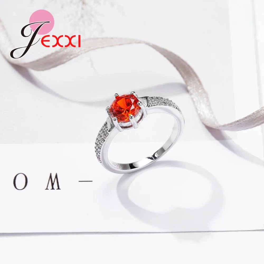 Female Purple Zircon Stone Pave White Crystal 925 Sterling Silver Bling Rings Women Wedding Engagemen Fashion Ring Bijoux