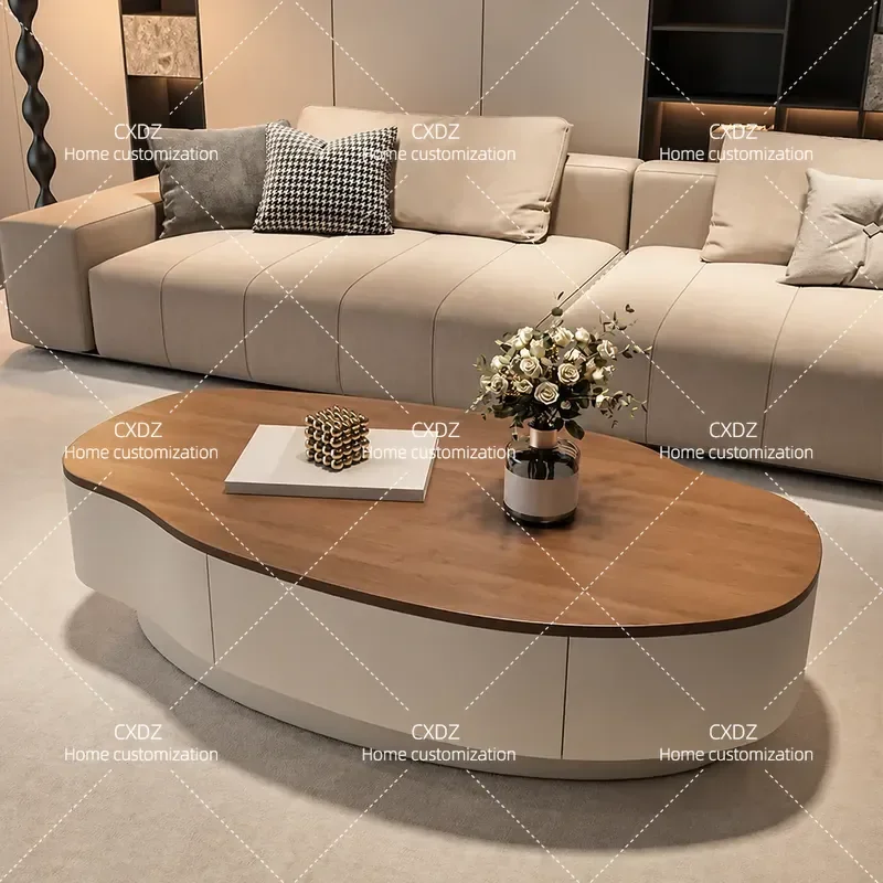 Walnut Color Solid Wood Mango Coffee Table Modern Minimalist Living Room Furniture Light Luxury Simple Home Decor Wabi Sabi