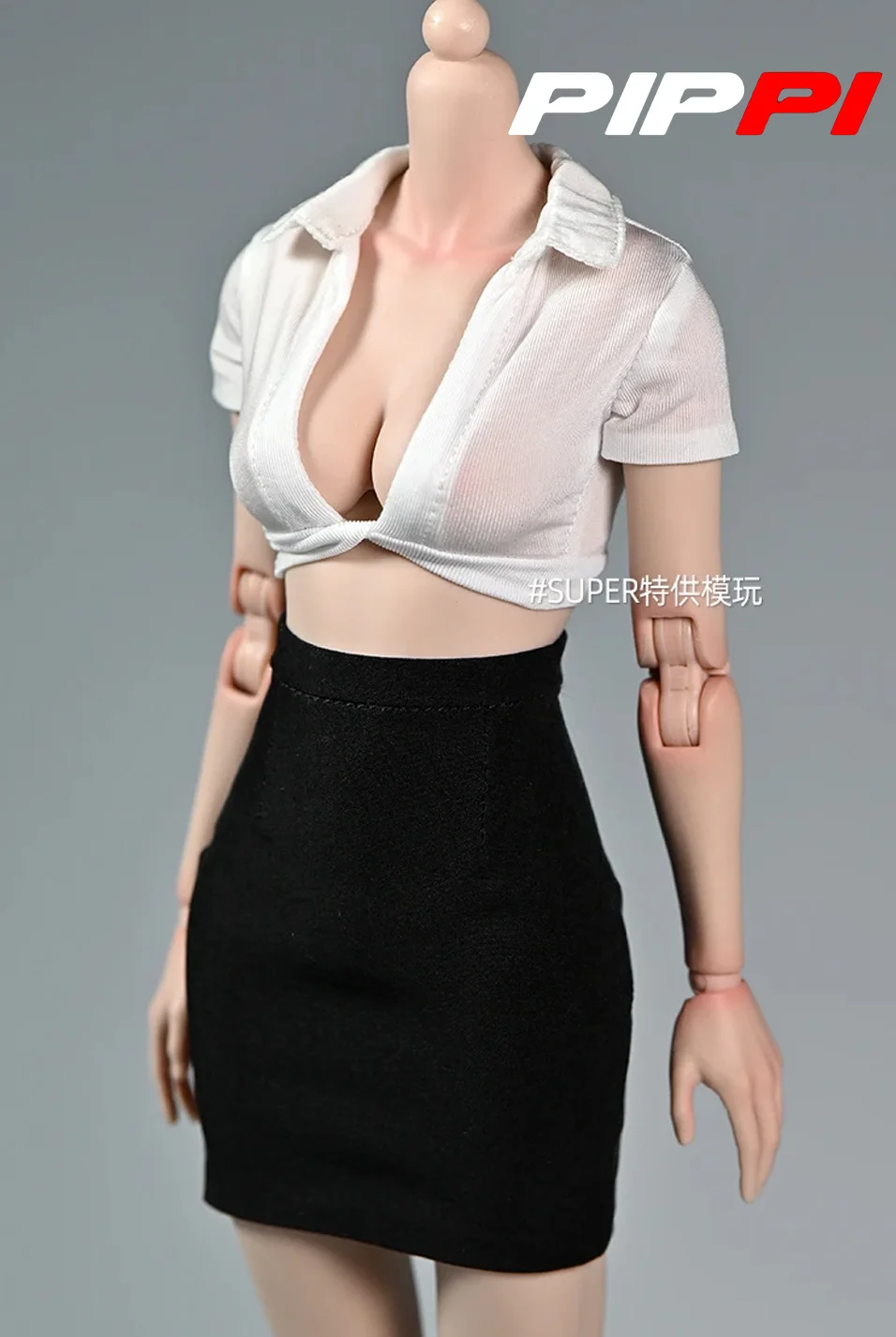 1/6 مقياس عالية الخصر تنورة ضيقة مثير قميص الملابس نموذج صالح 12 ''أنثى الجندي AT203 عمل الشكل دمى الجسم #2