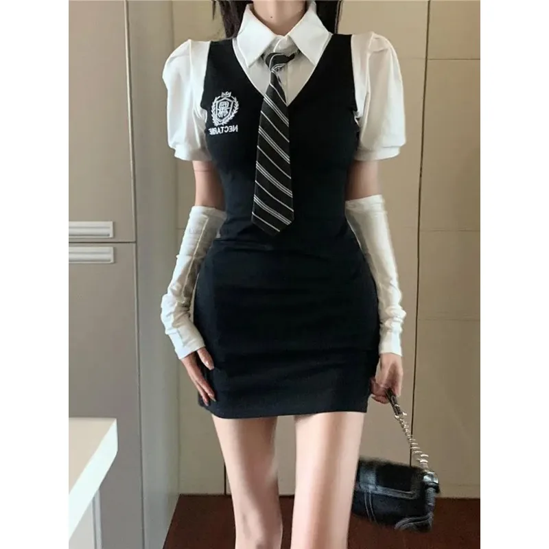 Traje escolar de estilo coreano japonés para mujer, traje Jk, ropa Sexy para chica caliente, conjunto de uniforme universitario, falda envuelta, JK