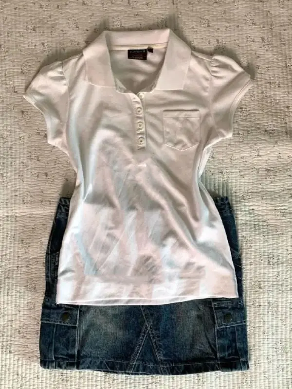 Camisetas Vintage para mujer, ropa de calle dulce, camisetas Punk ajustadas con cuello tipo Polo de manga corta, ropa Vintage blanca para mujer, Tops Y2k de los años 90