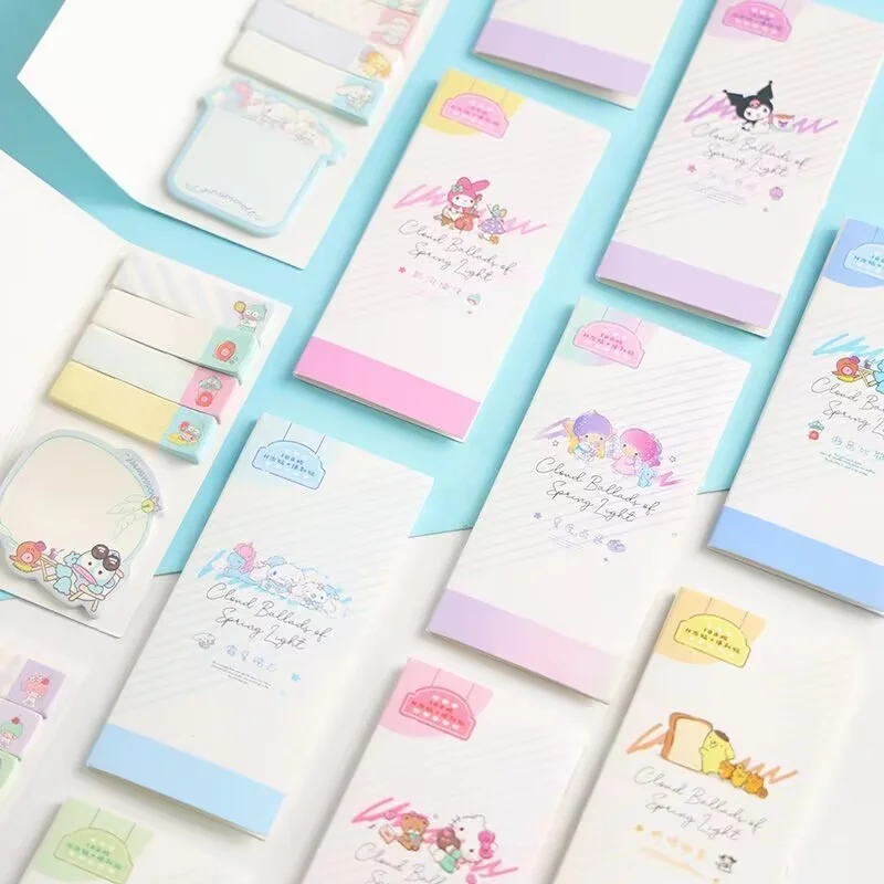 

24 шт./лот, блокноты Kawaii Sanrio Melody Cinnamoroll, милые канцелярские товары Hangyodon, этикетки, стикеры для планировщика, школьные принадлежности