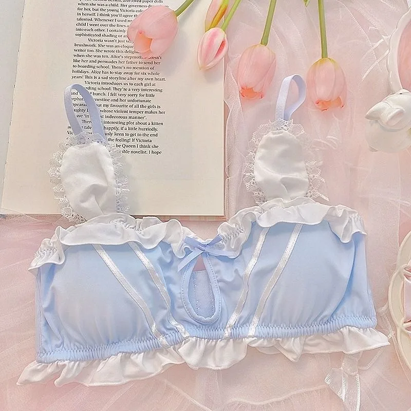 Set reggiseno da donna Lolita Seni piccoli che raccolgono Braand Slip Regolabile Raccolta vice Seni Senza anello in acciaio Set intimo