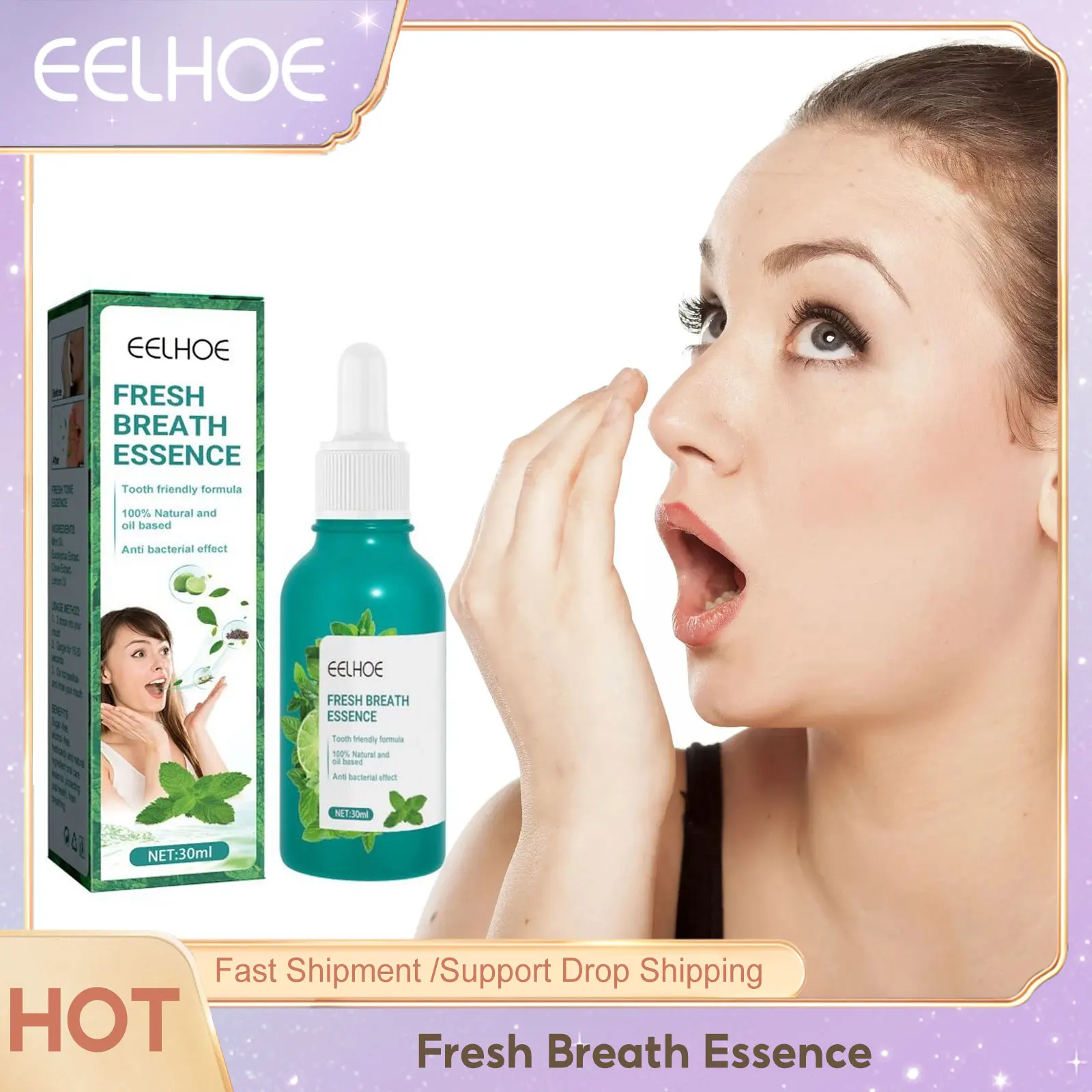 Fresh Breath Essence Mint Oil Squeeze Pump Head Drop Remove Bad Breath Oral Cleaning Liquid Purify Odor Portable Fresheners 30ml