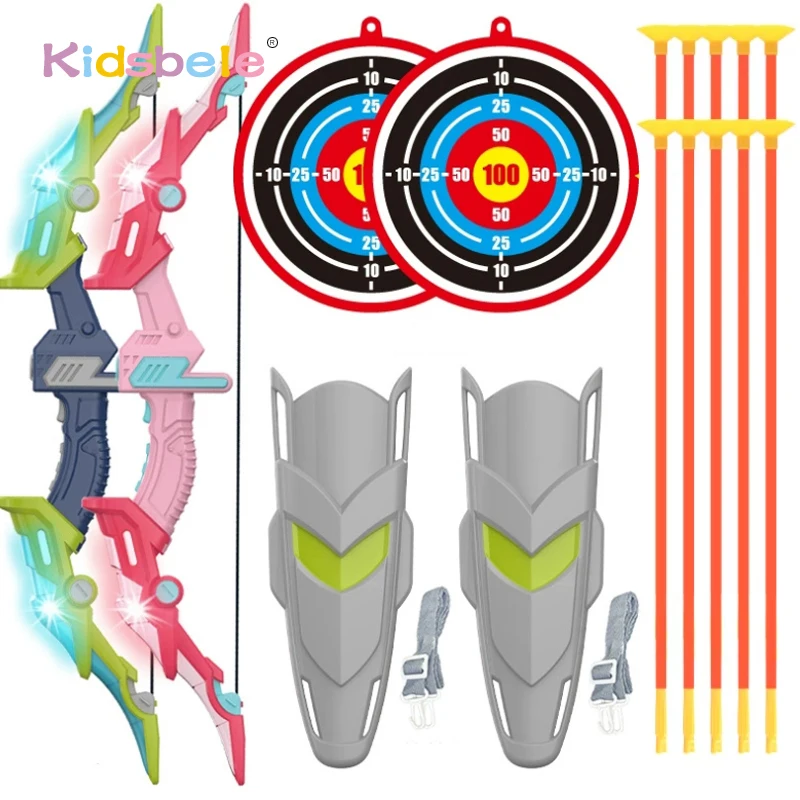 

Игрушки для лука и стрел со светодиодной подсветкой, набор для стрельбы из лука для детей, игры для стрельбы на открытом воздухе в помещении, игрушки в комплекте, 10 стрел на присоске