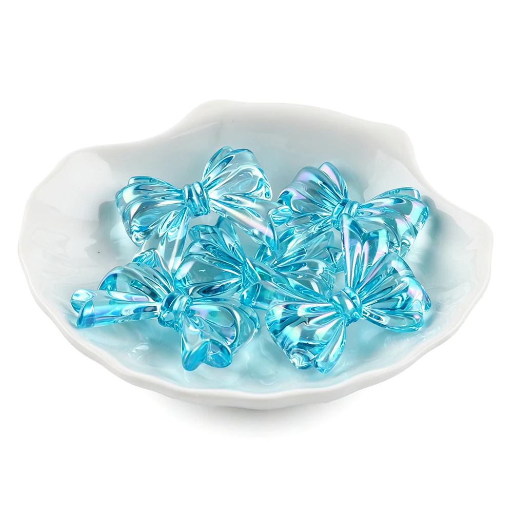 Kovict 10pcs New Acrylic Bow Heart Bow Charming For Jewelry Making DIY Bracelets Pendant Keychain Accessories
