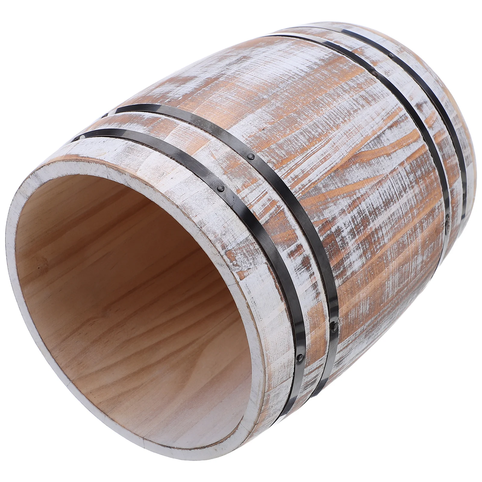 

7.27x5.70x5.70in Natural Wood Chopstick Holder Rustic Kitchen Utensil Organizer Wine Barrel Design Tableware Storage Box
