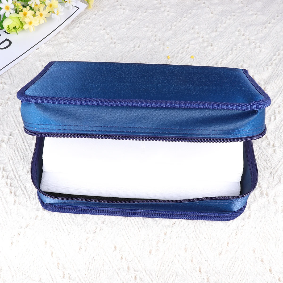 

Mercerized Cloth 128 Pieces CD Storage Pouch Large Capacity Handheld CD Bag Fashion CD Supplies (Blue)