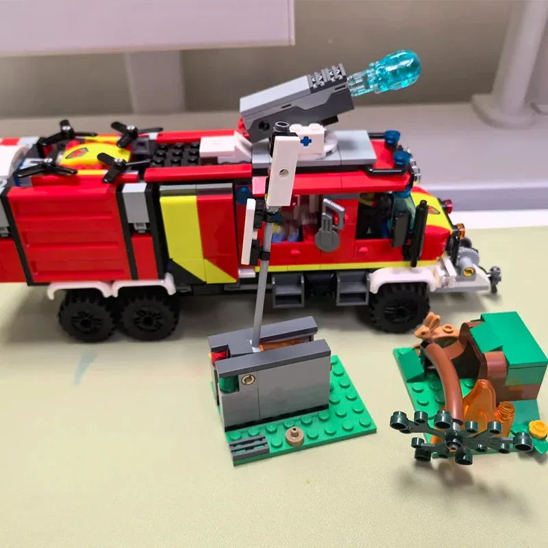 Conjuntos MOC compatibles de terceros, serie de ciudad, bloques de construcción, camión de rescate contra incendios, coche, Dron de lucha contra incendios, juguetes de ladrillos para niños, regalo