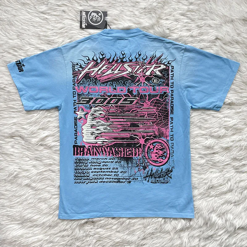 Future Short Sleeve T-Shirt American High Street Trend Youth Summer round Neck Print Cartoon Anime Standard Fit Male T-Shirt