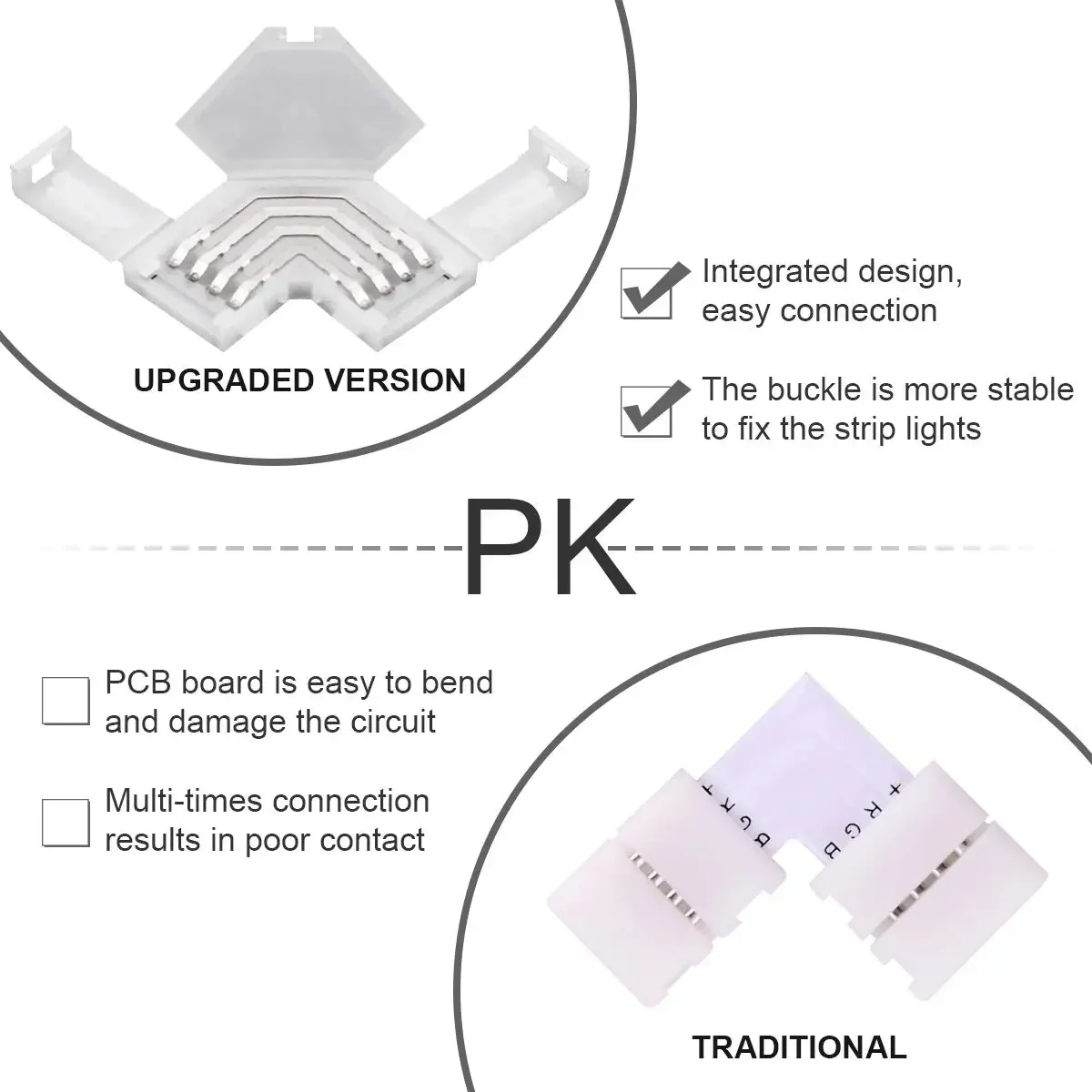 1pc,LED Corner RGB Connector 10mm 4pin L Shape LED Light Strip Solderless 90 Degree Right Angle for 5050 3528 Tape Light