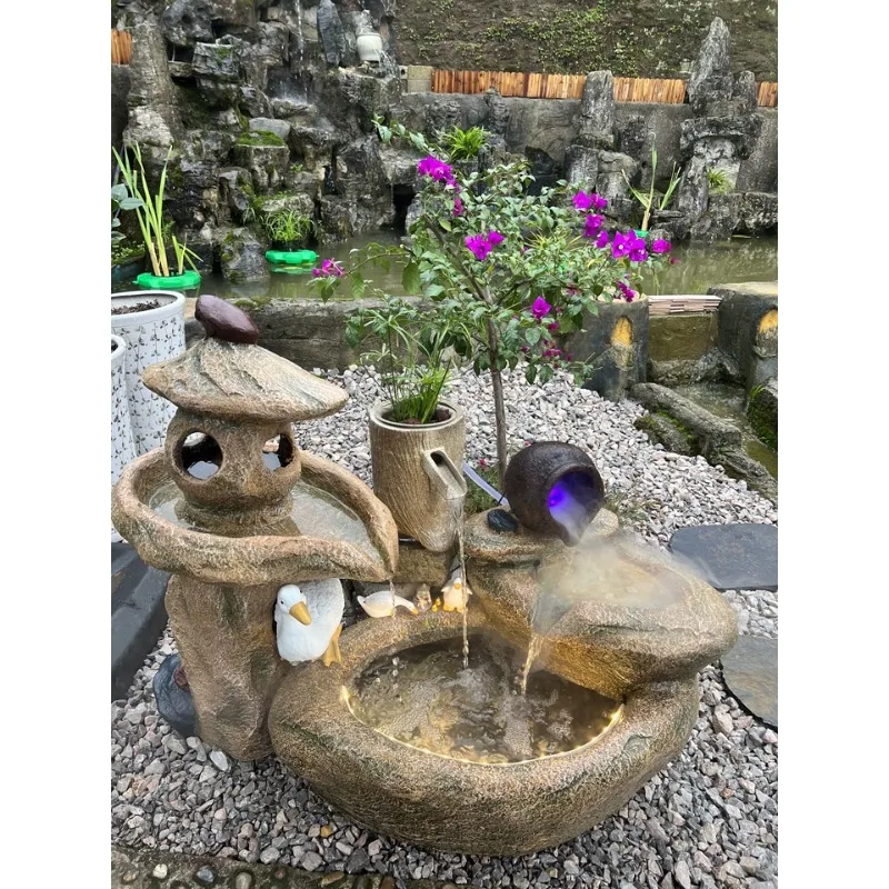 Outdoor Balcony Fish Pond Courtyard Water Fountain Landscape Recirculating Water Aquarium Finished Water Feature Ornament
