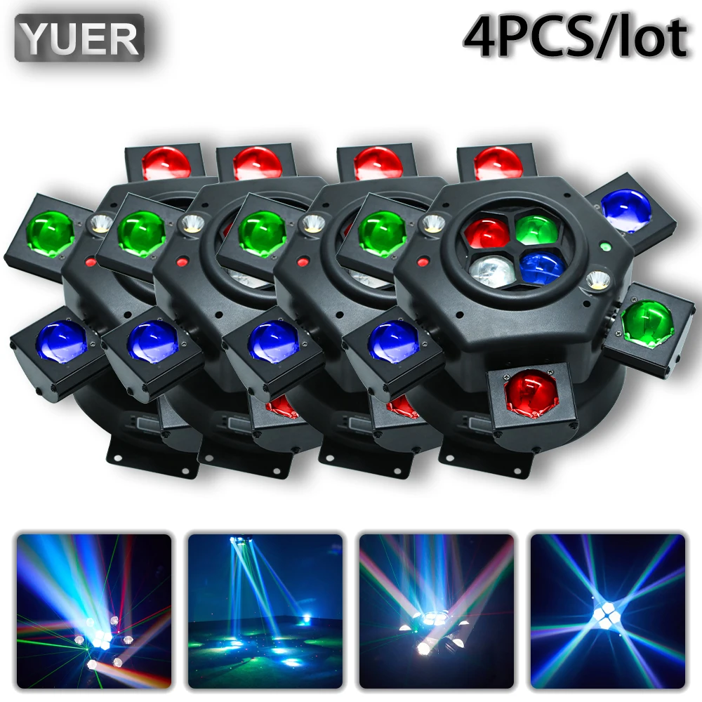 4Pcs/lot LED 150W Stage Light 10X10W RGBW+RG Laser Moving Head Beam Light Strobe Effect DMX512 For DJ Disco Party Stage Effect