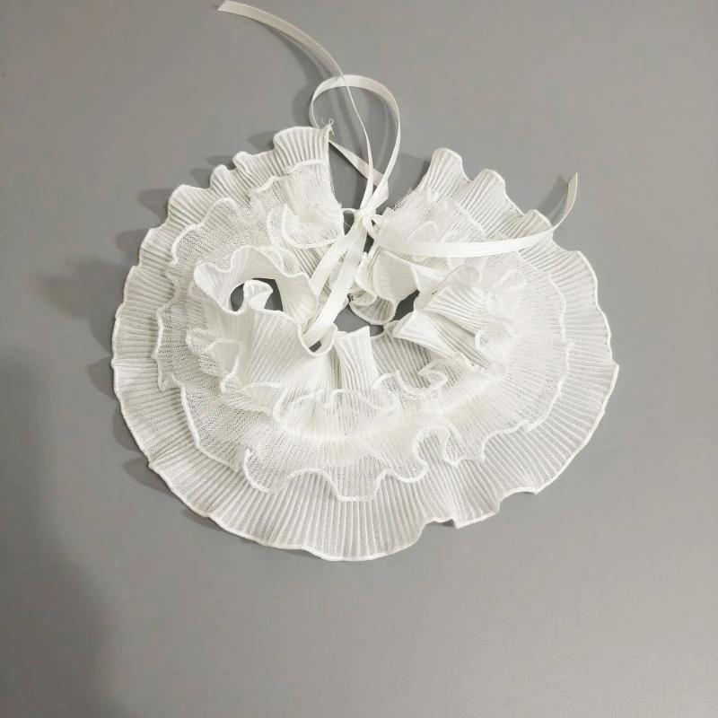 F92d French Styles Collier Ruffle pour robe Détachenable Cold cou False Collier Laceup Femmes Collier décoratif pour usage