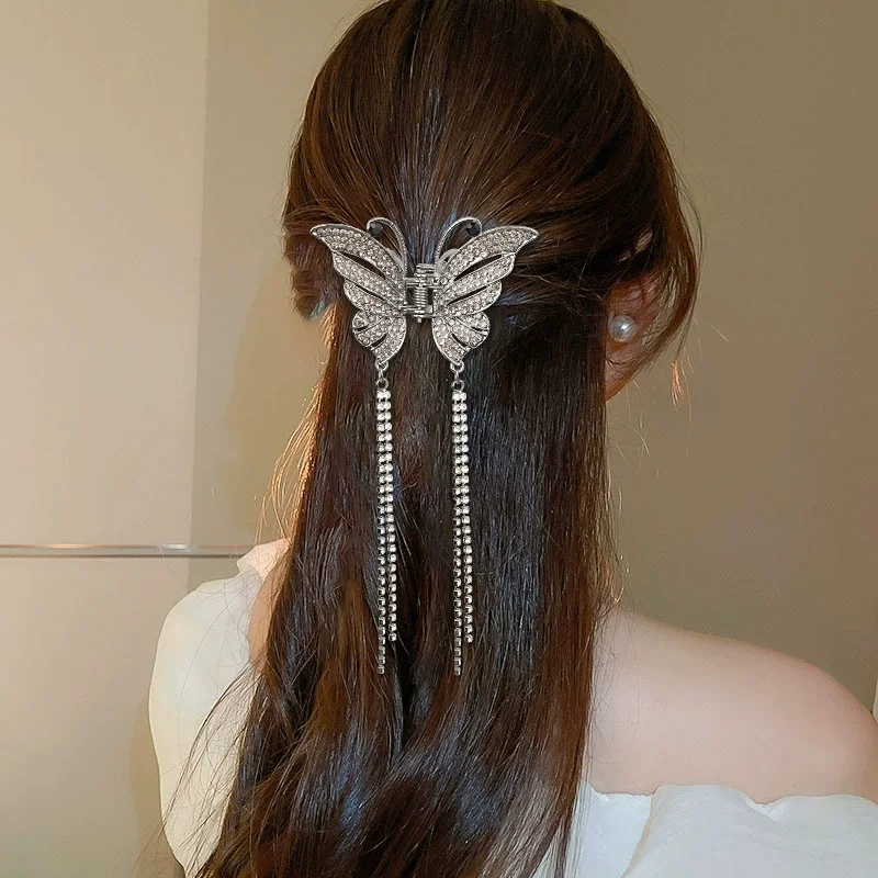 أنثى لطيف فراشة شرابة حجر الراين سبيكة مقاطع الشعر الصغيرة للنساء الفتيات الربيع الصيف مشبك شعر جديد أغطية الرأس الملحقات