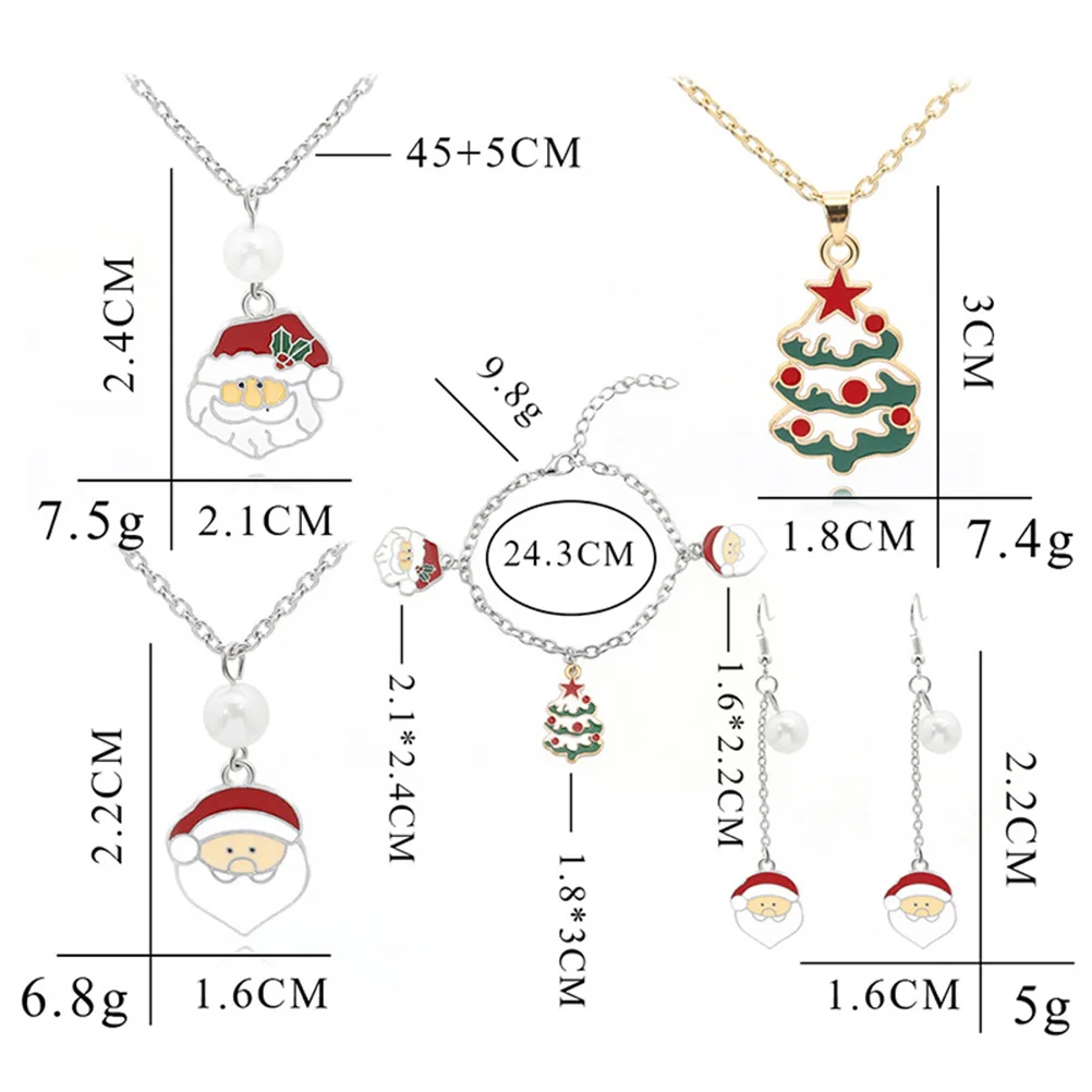 

6Pcs Christmas Necklace Bracelet Earring Set Santa Theme Warm Holiday Party Accessories Lovely Xmas Jewelry Christmas Gift