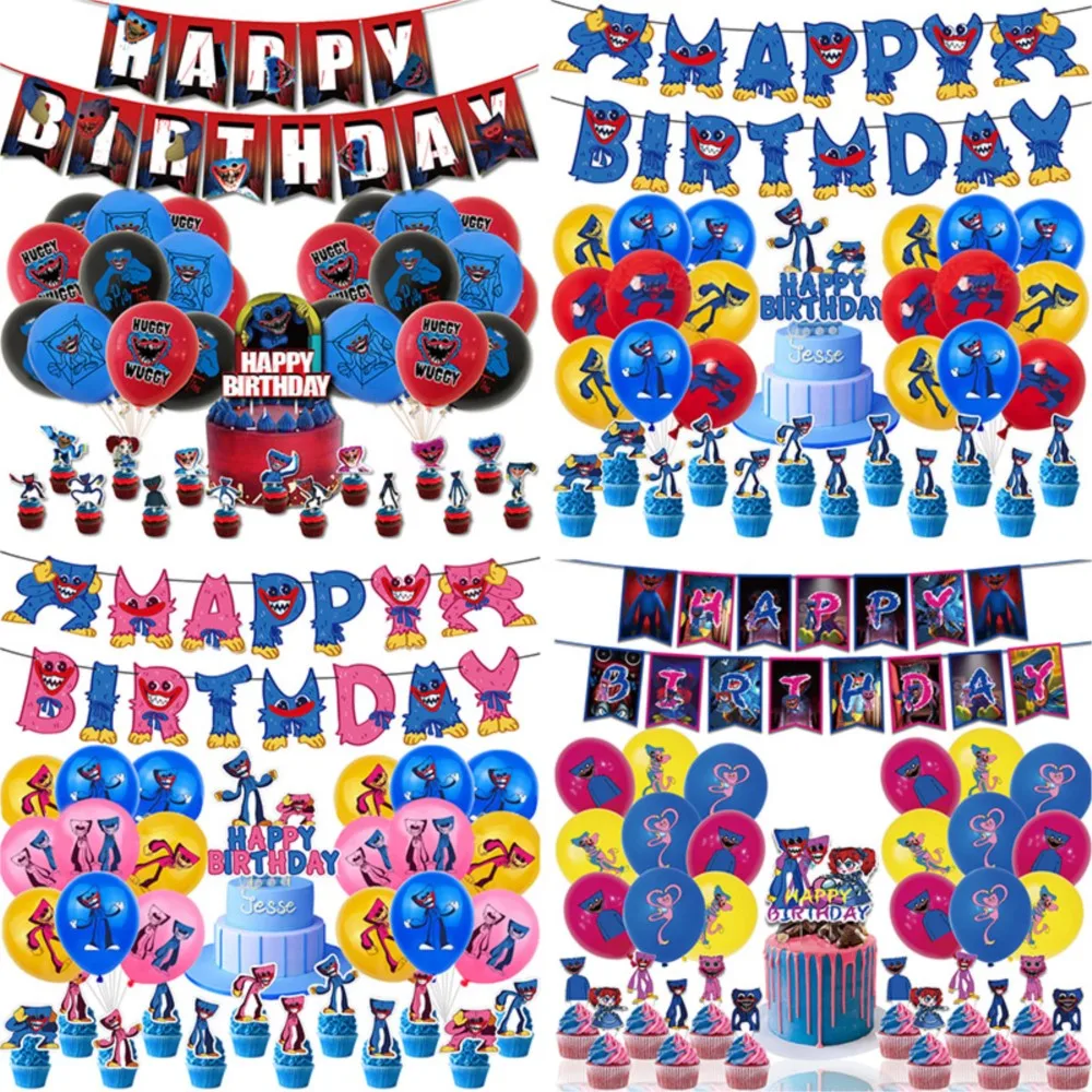 Juego de decoración de juego de tiempo de juego, globos de Anime, pancarta de feliz cumpleaños, juguetes para niños, suministros de fiesta