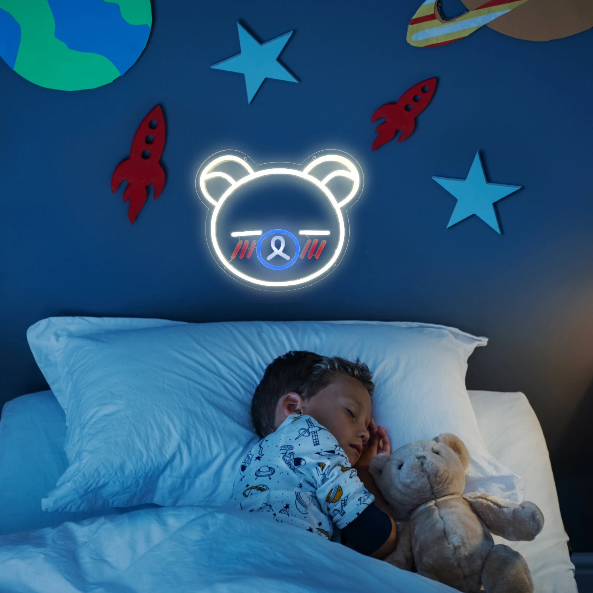 Imagem -05 - Urso Bonito Sinal de Néon Personalizado Negócio Brinquedo Loja Signage Led Sinal para o Quarto Casa Decoração Festa Decoração da Parede Arte Néon