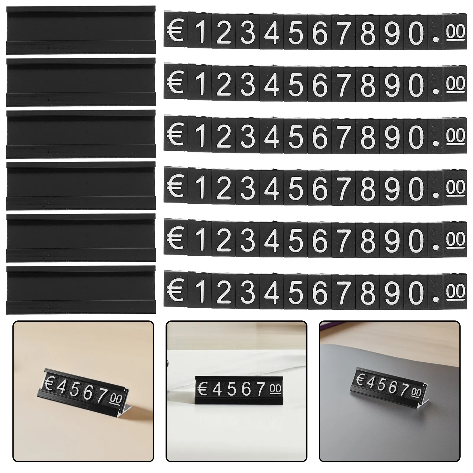 

16Sets Jewelry Store Price Display Cubes Adjustable Number Letter Price Tag Kit Matte Finish Retail Counter Stand