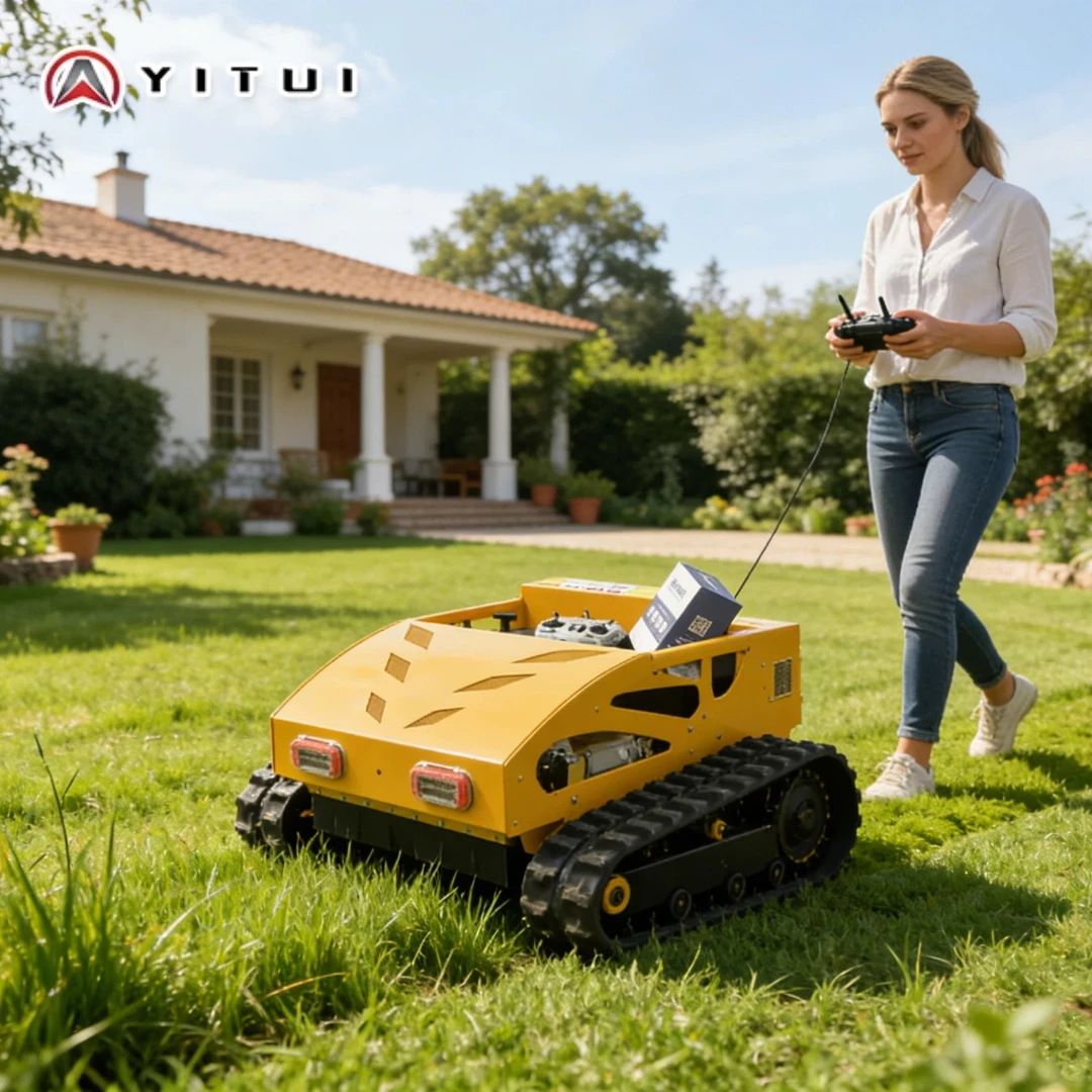 

All Terrain Multi Functional Customized Lawn Mower Wide Cutting Range Long Remote Control Distance Strong Structure