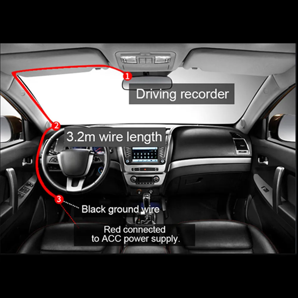 12/24V Car Dash Cam Wire 3.2m Mirror DVR Hardwire Cable Kit Video Recorder 5V Mini Micro USB Charger Line Auto Dashcam Camera