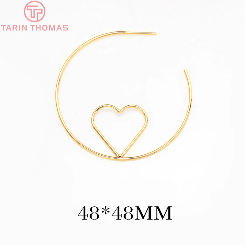 (2332)4PCS 24K Gold Color Plated Brass Stud Earring Earring Hoop High Quality DIY Jewelry Making Findings Accessories
