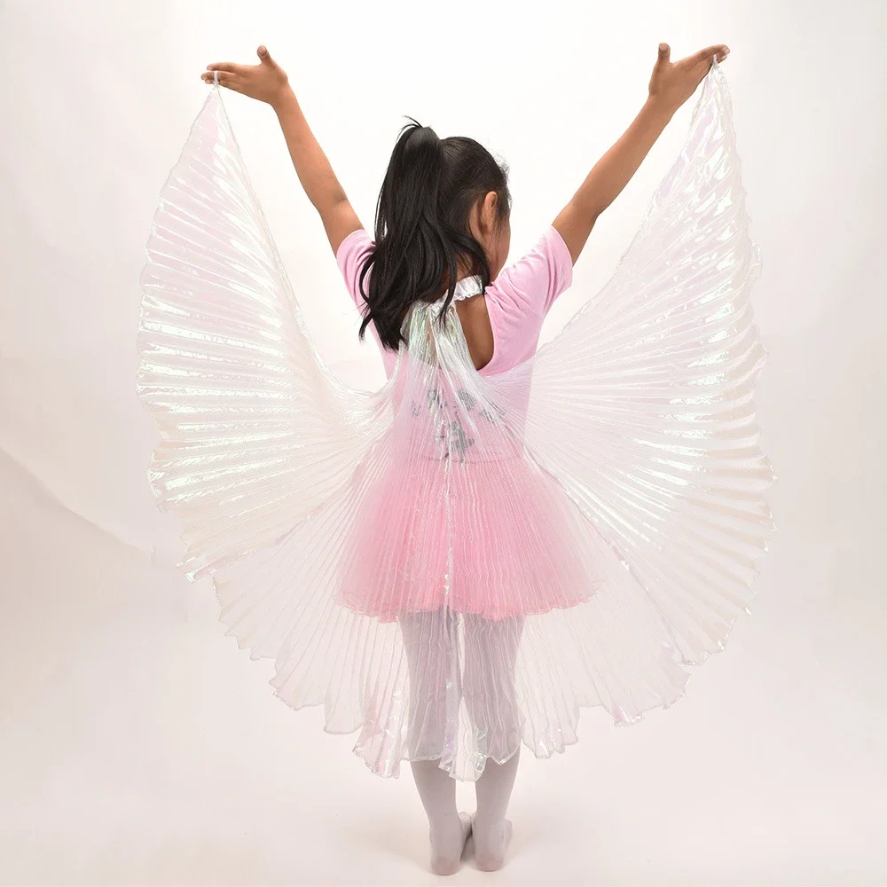 New Style Children's Belly Dance Wing Symphony Yarn Cloak Hand Hook Dance Performance Props Transparent Color Hanging Neck Wings